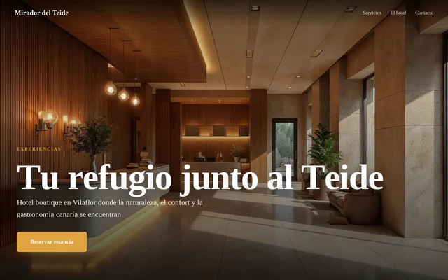 Ejemplo de web para Hotel boutique: Mirador del Teide