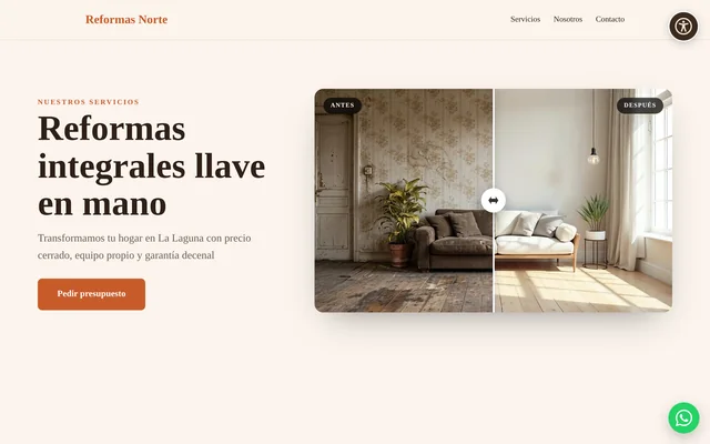 Ejemplo de web para Reformas integrales: Reformas Norte