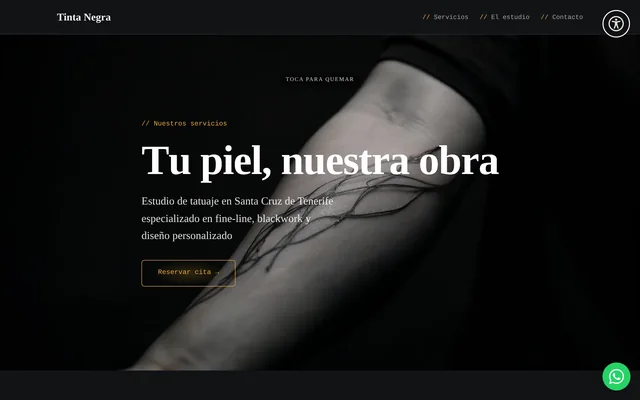 Ejemplo de web para Estudio de tatuaje: Tinta Negra