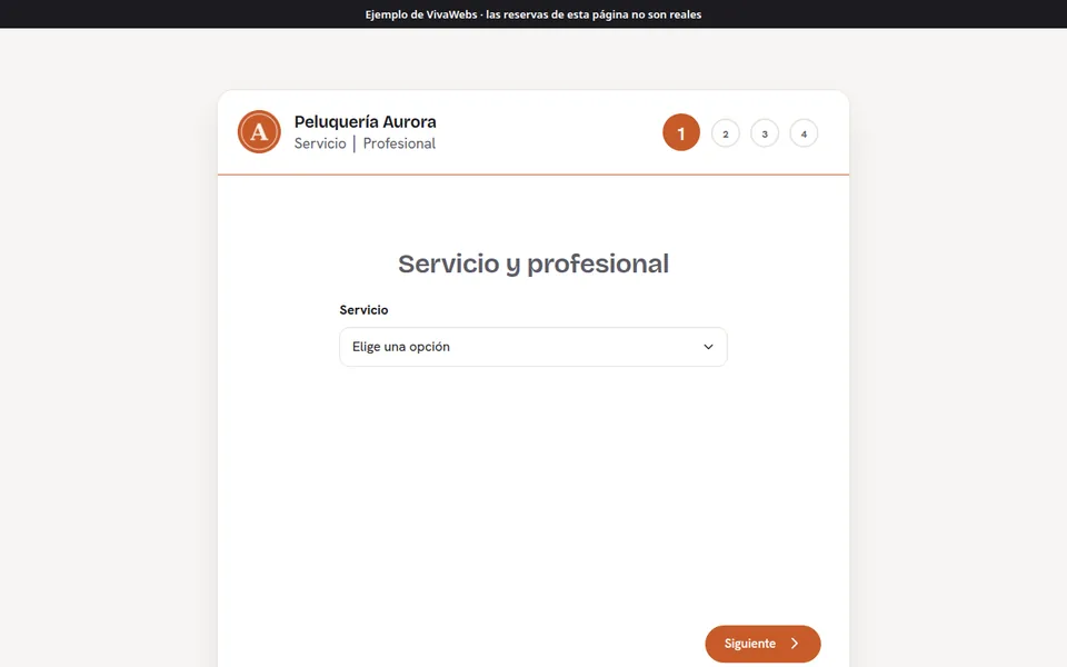 Ejemplo de reservas de citas: Peluquería Aurora
